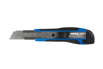 a stationery knife with a retractable blade, a cutting tool, isolated on a white background