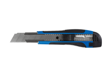 a stationery knife with a retractable blade, a cutting tool, isolated on a white background