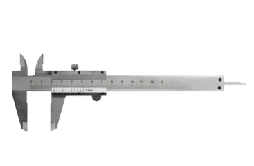 metal vernier caliper, construction and working measuring tool, isolated on a white background