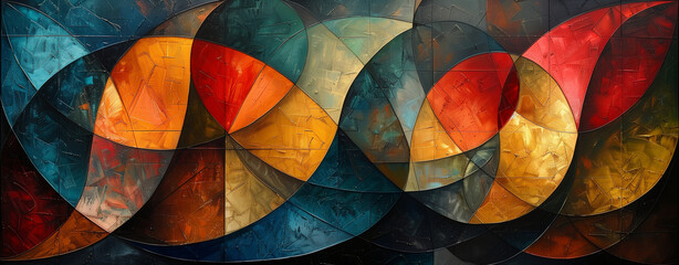 Abstract artful background with shapes and forms in the style of cubism, dark gray and light bronze, angular perspective, many lines, digital art techniques, wall painting effect, 4K, wallpaper