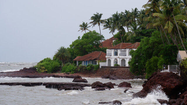 Beautiful view of arabian sea from dona paula in monsoon.