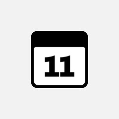 11th day of the month, minimalist calendar. Vector icon