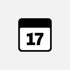 17th day of the month, minimalist calendar. Vector icon