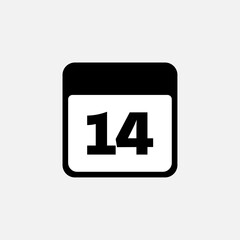 14th day of the month, minimalist calendar. Vector icon