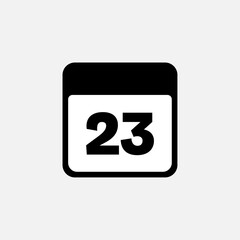 23th day of the month, minimalist calendar. Vector icon