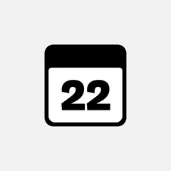 22th day of the month, minimalist calendar. Vector icon