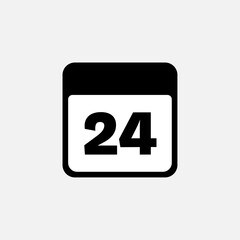 24th day of the month, minimalist calendar. Vector icon