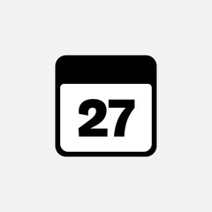27th day of the month, minimalist calendar. Vector icon