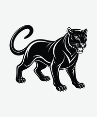 Obraz premium black panther, illustration, vector on white background.