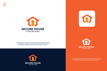 Home protect logo design. Security house logo