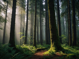 Fototapeta premium nature forest scenery like day 