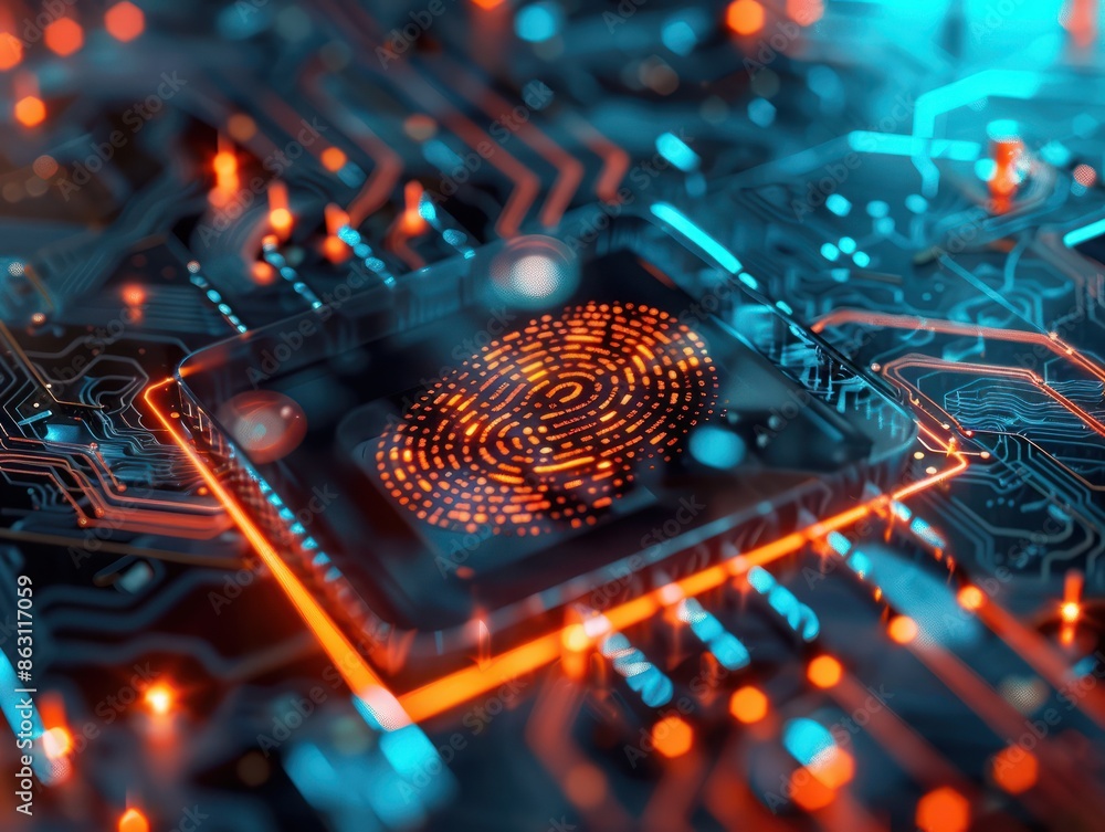 Poster fingerprint scanner enhancing transaction security and cybersecurity fingerprint scanning technology