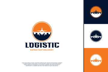 Global freight transportation logo design