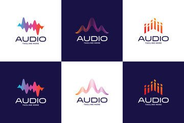 Music pulse audio sound logo design collection