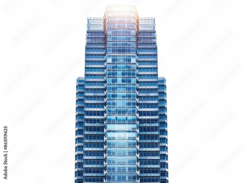 Poster realistic building skyscraper isolated on white background. ai generated image