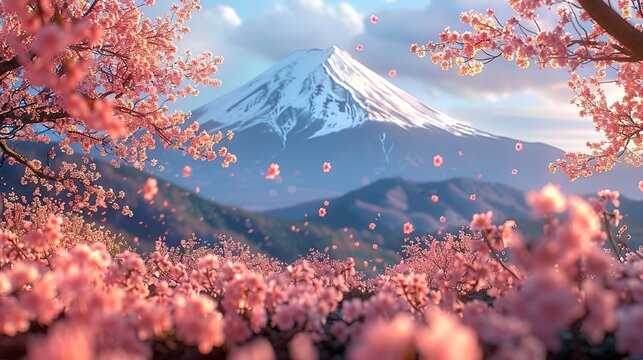 Springtime Splendor at Mount Fuji with Cherry Blossoms