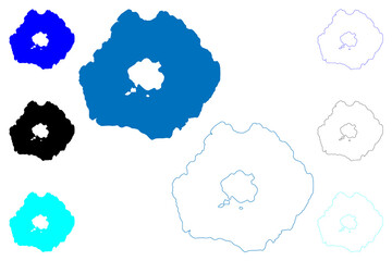 Lake Toya (Japan, Hokkaido) map vector illustration, scribble sketch Toya-ko map