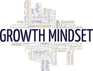 Growth Mindset word cloud conceptual design isolated on white background.