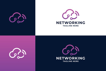 cloud networking logo design. Cloud internet connection logo