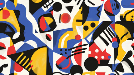 Fauvism and Bauhaus Seamless Pattern Cubism abstract wallpaper. Minimalism Bauhaus Seamless Pattern Cubism abstract wallpaper