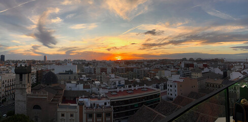 Sunset in Valencia, Spain from a rooftop