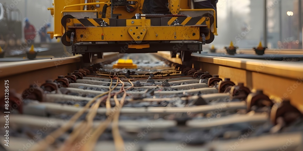 Poster dynamic track stabilizer in action during maintenance showcasing advanced stabilization techniques. 