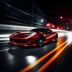 fast moving car on the road