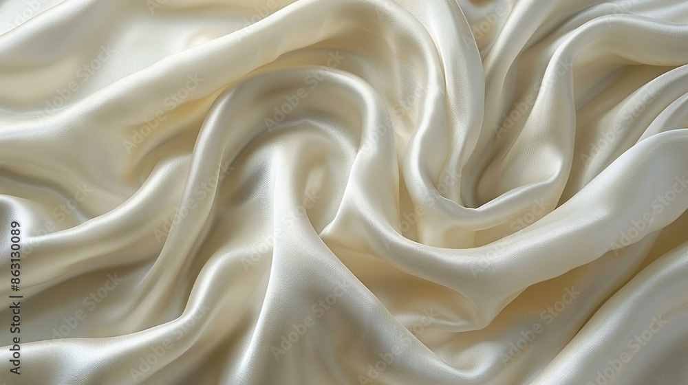 Poster a close-up image of a white fabric with wavy patterns on the top and bottom appears very soft