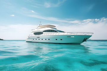 Fototapeta premium Luxury sailing ship on the blue caribbean sea on a sunny day.
