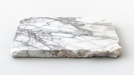 White marble stone table top, isolated on a white background