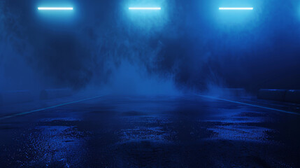 dark empty street, blue light background