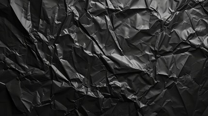 Black plastic poster with crumpled and creased textures