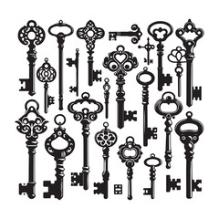 Set of Silhouettes keys-vector 