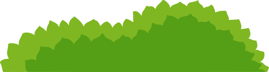 Obraz premium Bush flat illustration. Green summer landscape. Outdoor forest natural environment. Spring foliage element. Grass decoration isolated on white