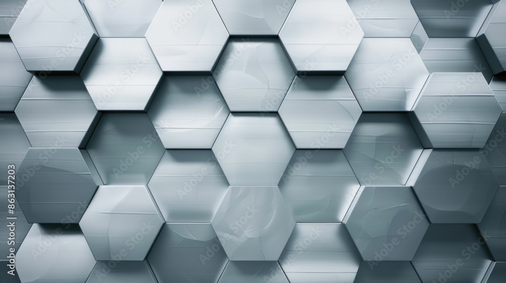Poster geometric hexagonal pattern in metallic texture. generative ai.