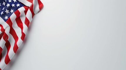 Fototapeta premium American Flag Bordering Blank white copy space for text, Independence Day