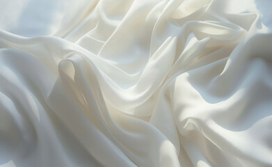 Fototapeta premium Soft white silk fabric with gentle folds and light. 