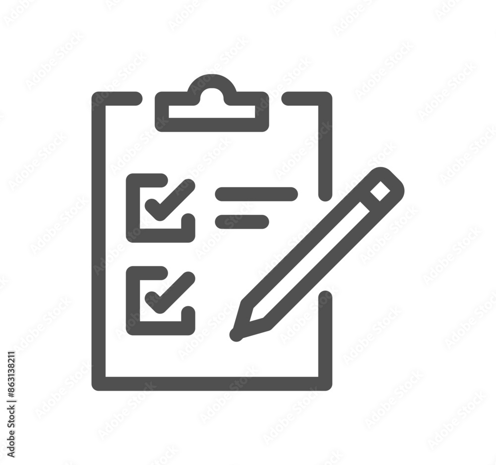 Poster clipboard related icon outline and linear vector.