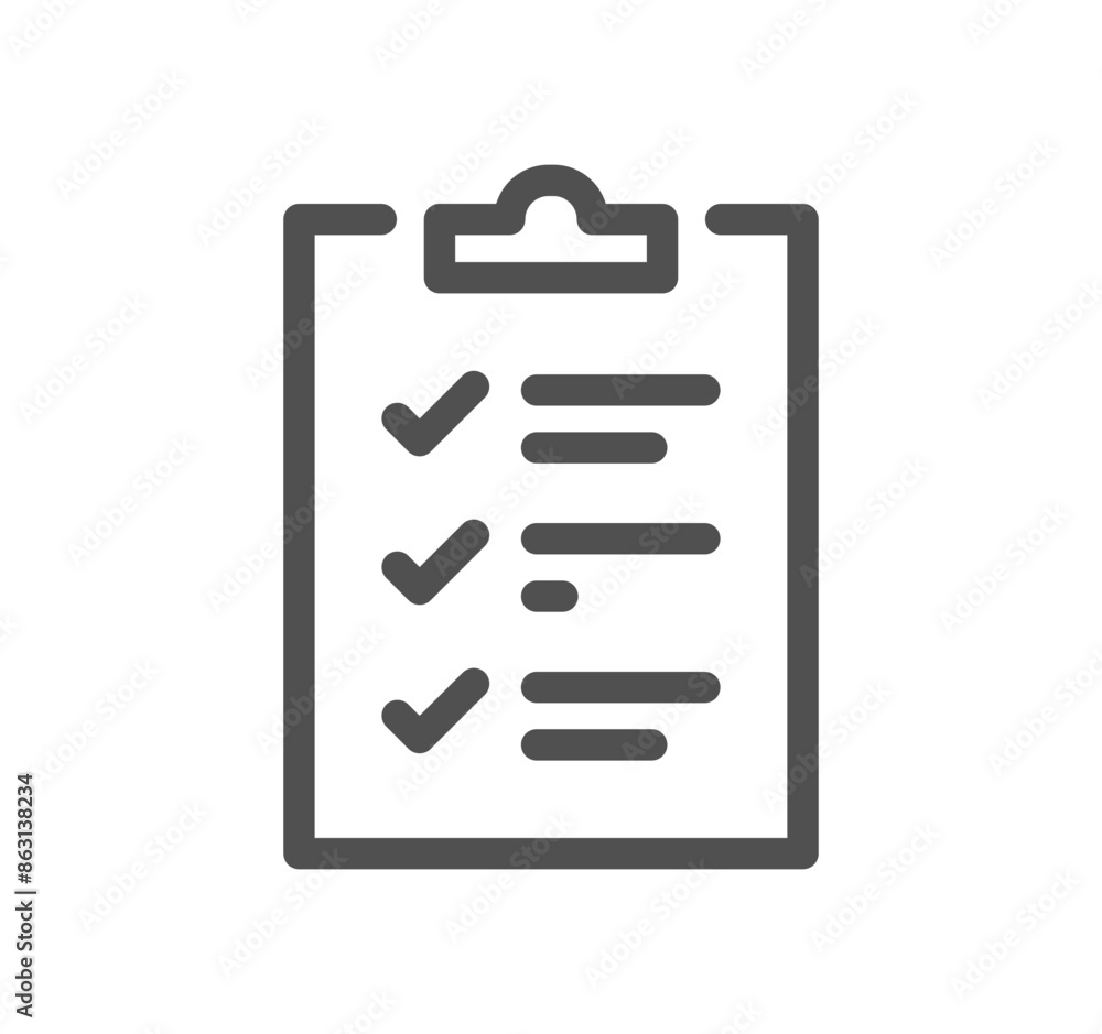 Poster clipboard related icon outline and linear vector.
