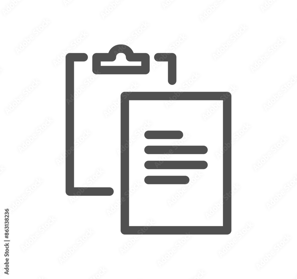 Poster clipboard related icon outline and linear vector.