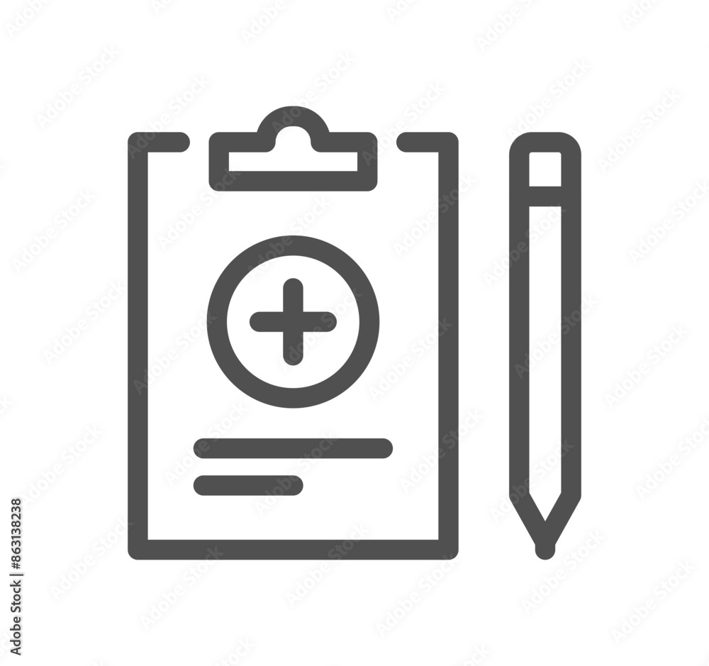 Poster clipboard related icon outline and linear vector.