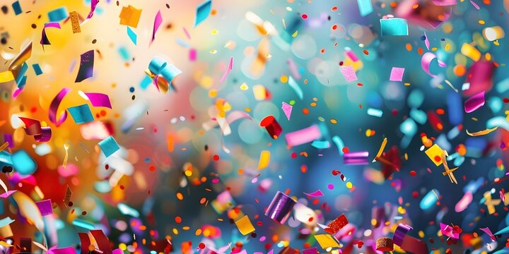Colorful Monthly Event Celebration with Trendy Terminology and Vibrant Confetti Blast. Concept Event Planning, Monthly Celebration, Trendy Terminology, Vibrant Confetti Blast, Colorful Decorations