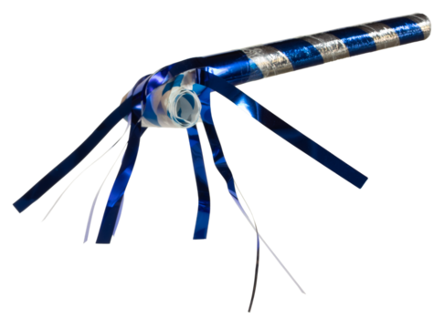Blue and silver noisemaker