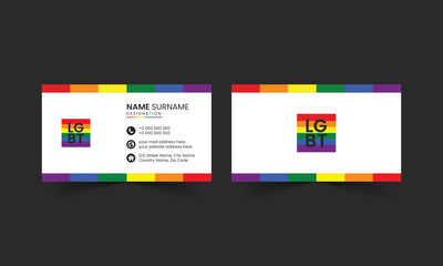 Pride Business Card Templates. Lesbian, Gay, lgbt vector visiting card print ready design
