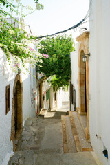 Narrow street in Lindos town, Rhodes