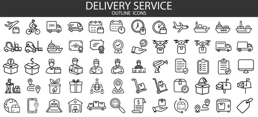 Logistics and Delivery icons set. Outline icon collection. Vector illustration.