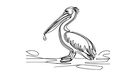 Pelican one continuous line illustration