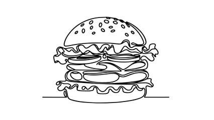burger single line drawing