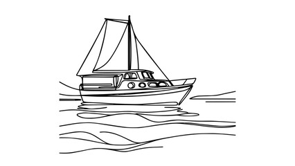 boat one line drawing