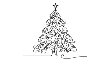 abstract christmas tree line art drawing